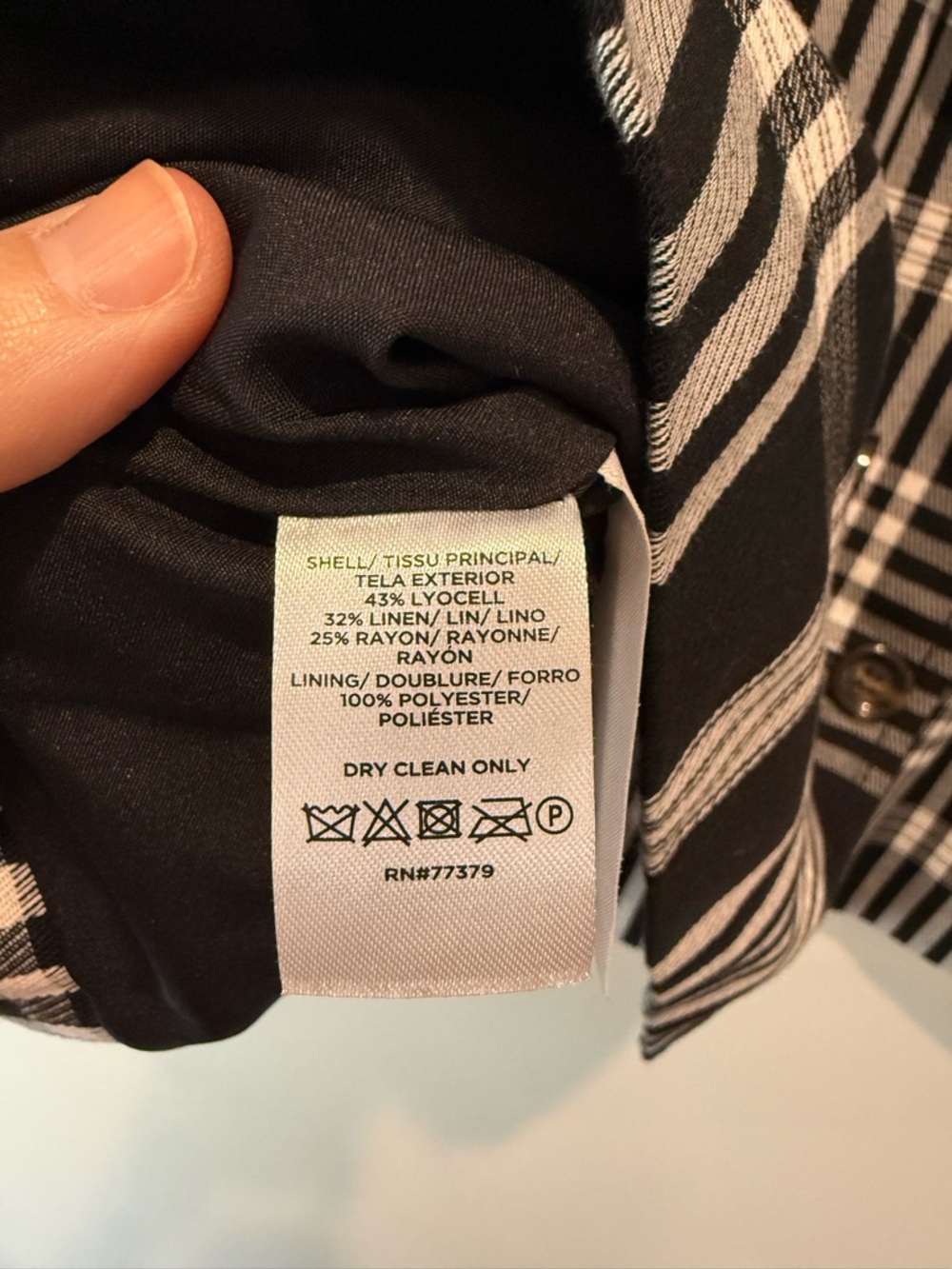 Ann Taylor Workwear Black and White Plaid Double-Breasted Blazer Women’s Large - Picture 6 of 11